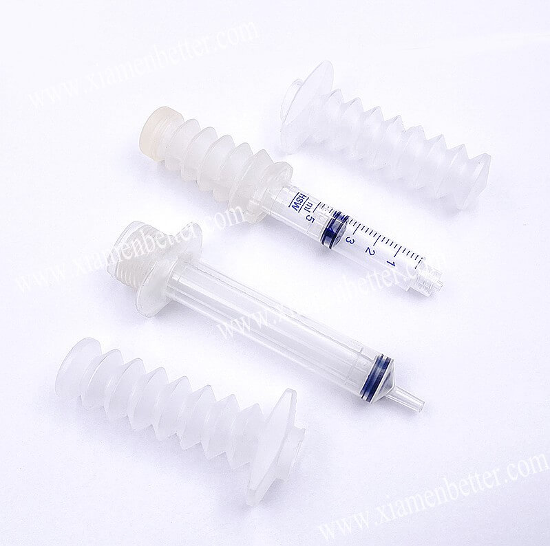 医疗级透明硅胶针管注射器保护套波纹软管防尘重复使用套管转注模定制